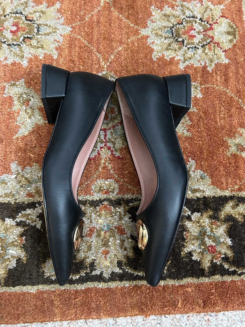 Valentino Pointed Toe Block Heel Ballet Flats - Picture 3 of 6